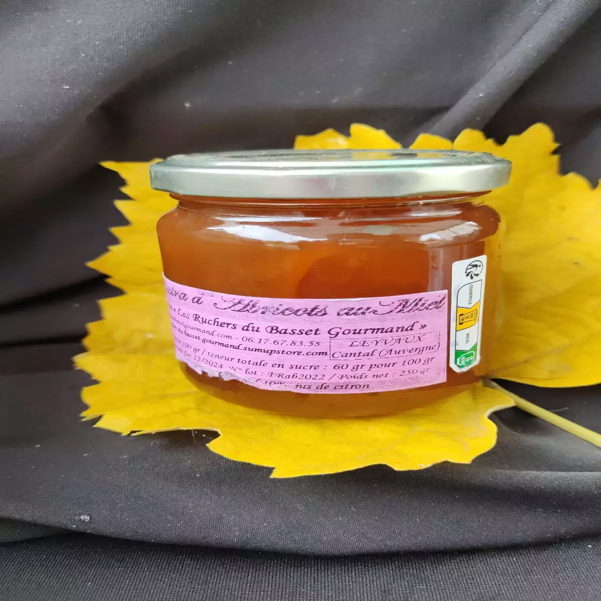 Confiture d'abricots au miel 250 gr