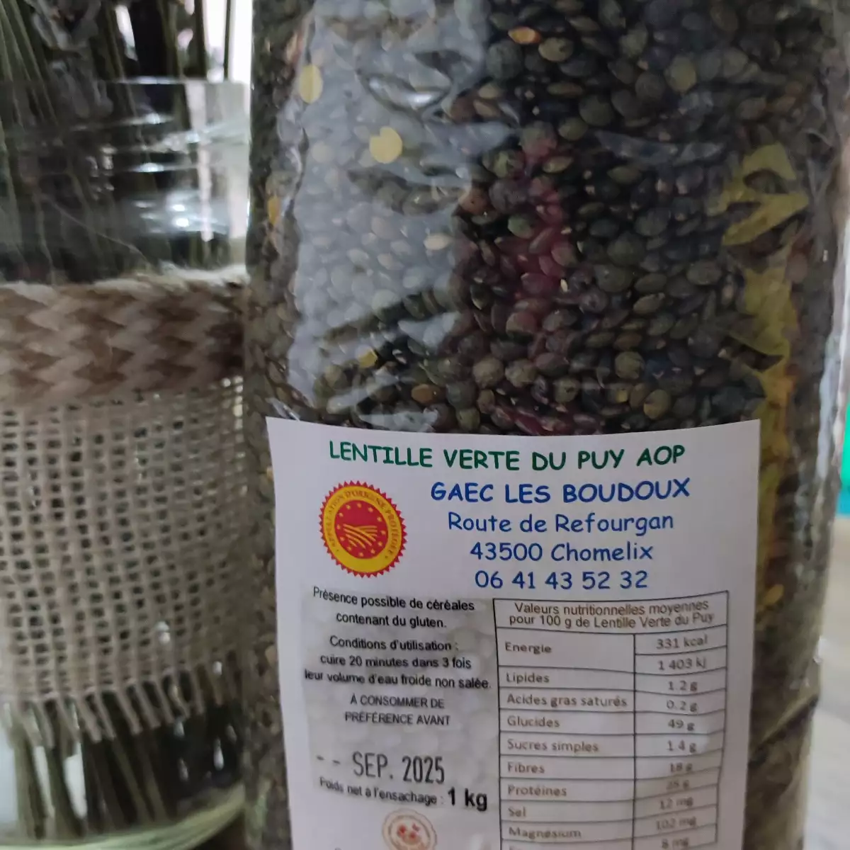 Lentilles vertes BIO du Puy 1 kg