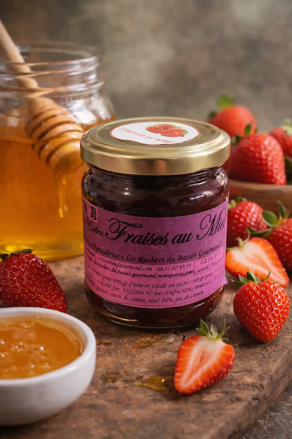 Confiture de fraises au miel 250 gr