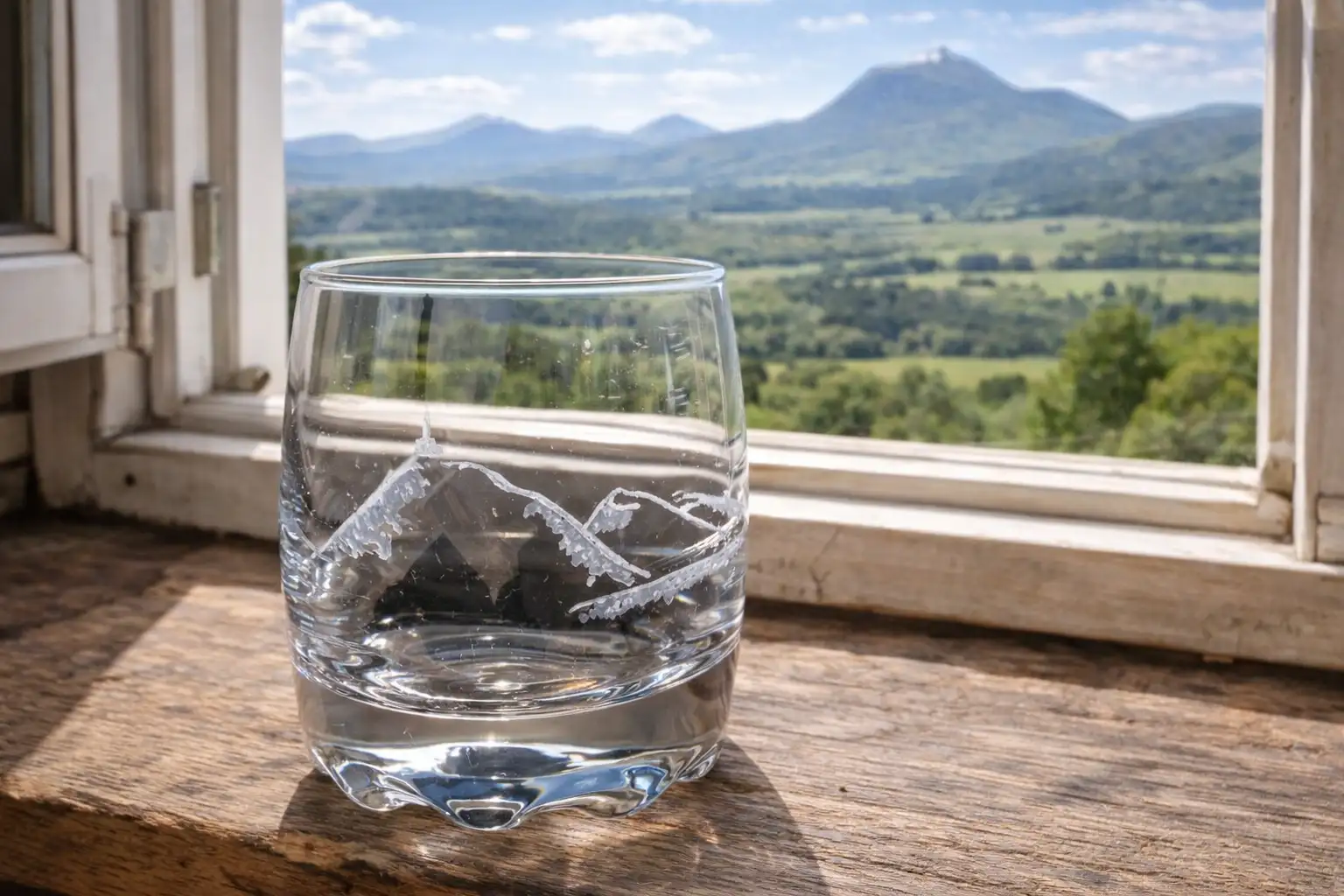 Verre shooter gravé Puy de Dôme