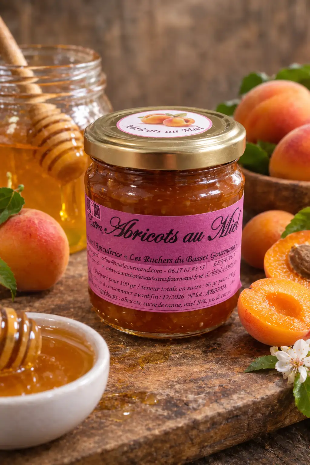 Confiture d'abricots au Miel 200 gr.