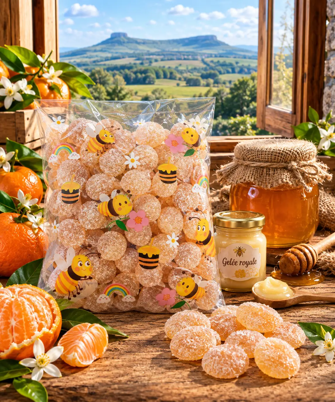 Bonbons au Miel et gelée royale, saveur mandarine 100 gr